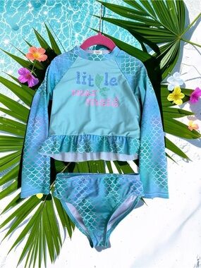 Magic Mint Green Mermaid Rash Guard Swim Set